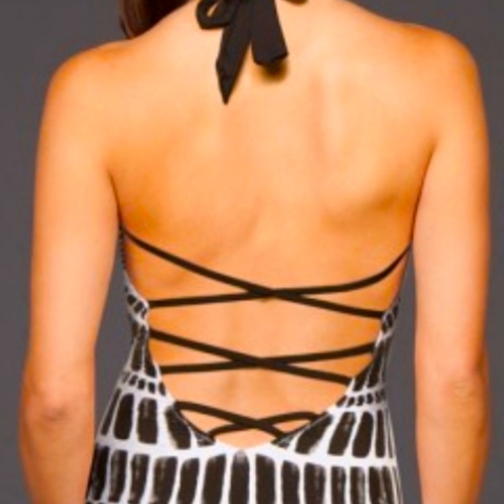 TRINA TURK "Algiers" high neck halter one piece Swimsuit 12 animal zebra print - Picture 7 of 15